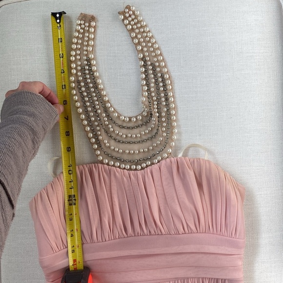 DAVID’S Bridal Petite Maxi Empire Waist Dress with Pearl Necklace - Size 3 - Picture 7 of 13